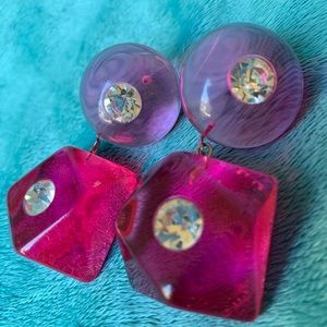 ✨Vintage pink earrings+matching ring-1970’s✨
